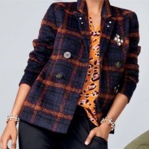 CAbi Checkmate jacket style 3736 in plaid poly blend size small